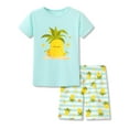 thumbnail image 1 of Topgal Toddler Girls Comfy Cotton Pajama Snug-fit Short Top & Shorts Cute Green Pineapple 2 PC Sleepwear Set Size 4T, 1 of 7
