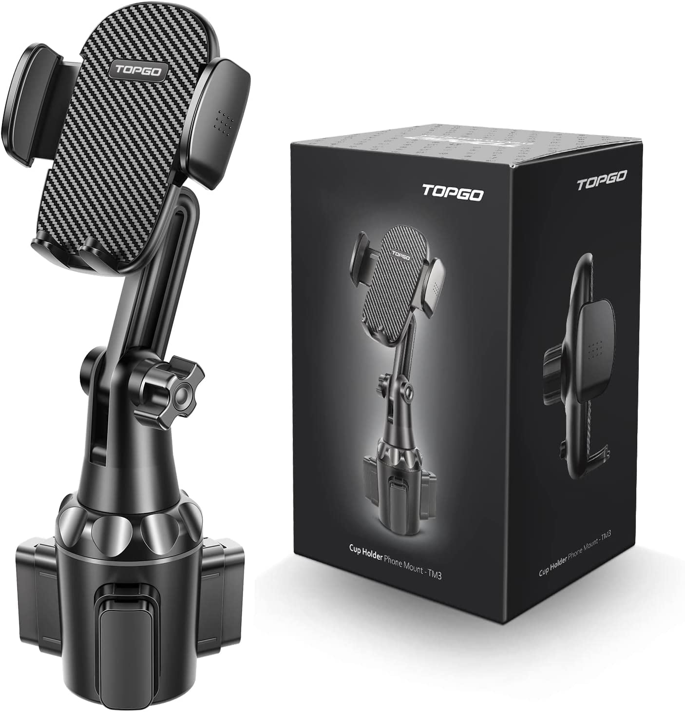 Topgo Adjustable Neck Cup Holder Phone Mount, for iPhone 16/15 Pro, Samsung All Phones - Black