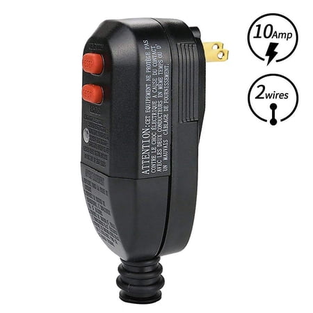 Tophomer GFCI Replacement Plug Assembly 2-Prongs 10Amp 2-wires with Ground Fault Circuit Interrupter Safety RCD Protection for Pool Pump Power Pressure Washer Air Conditioner Hair Dryer