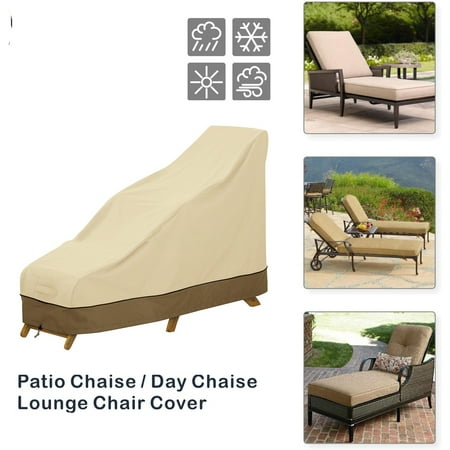 Tophomer Outdoor Patio Furniture Cover, Waterproof Chaise Lounge Chair Heavy Duty Protection (Beige)