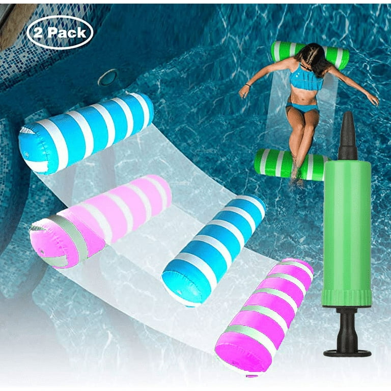 Tophomer Water Lounger Hammock Float Inflatable Rafts Swimming Pool Air Lightweight Floating Chair Mat with Hand Pump for Adults Kids 2 PCS