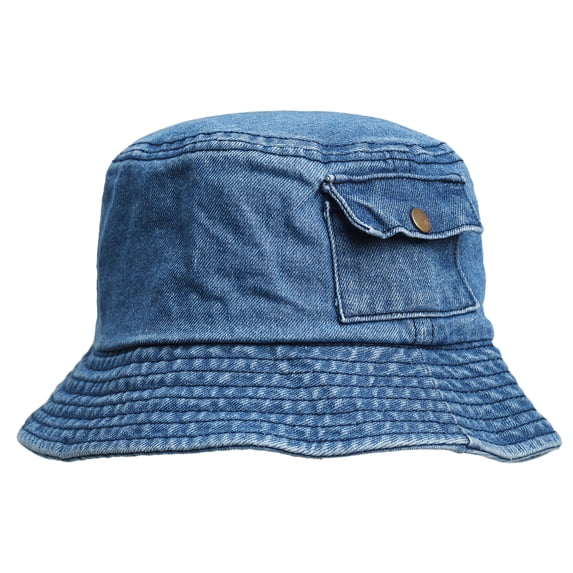 Topi nelayan saku topi Bucket Denim antik pria wanita dicuci katun topi Panama mode topi Bob Hip Hop petten sombrero pescador Trendy Beach Sun Hat for Women Men Summer Sun Protection Fisherman Hat