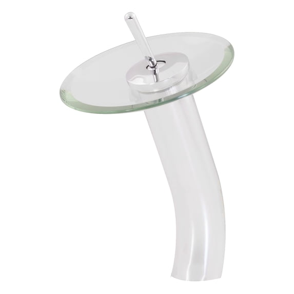 Topia Single Lever Waterfall Vessel Faucet in Chrome with Clear Glass