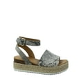 thumbnail image 1 of Topic Casual Espadrilles Trim Rubber Sole Flatform Wedge Buckle Ankle Strap Open Toe Sandals, 1 of 2