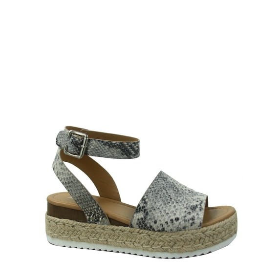 Topic Casual Espadrilles Trim Rubber Sole Flatform Wedge Buckle Ankle Strap Open Toe Sandals