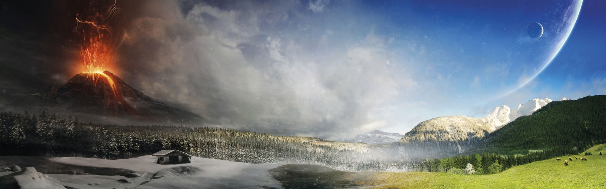 Topic of duality Winter-Summer dangerous-peaceful Canvas Art - Tobias RoetschStocktrek Images (50 x 16)