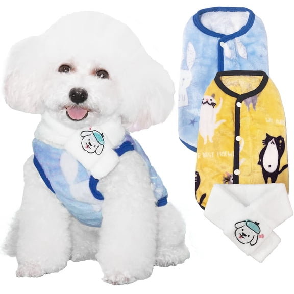 Topkins Dog Cold Weather Coat, Warm Dog Winter Jackets, Soft Dog Fleece Vest with Scarf for Small Medium Dog