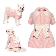 Topkins Dog Dress Valentine's Day Dog Sweater Dress Soft Dog Dress Cute Pet Clothes Outfit for Small Medium Dogs Girl (Pink, XS)