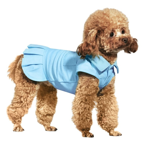 Topkins Dog Dresses, Puppy Polo Dresses for Small Dogs Girl, Dog Sundress Costume with Pleated Hem Suitable for Spring, Summer, Autumn (Blue)