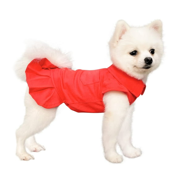 Topkins Valentine's Day Dog Dress, Dog Polo Dresses for Small Medium Dogs Girl, Dog Sundress, Dog Wedding Dress, Dog Birthday Dress with Pleated Hem for Spring, Summer, Autumn (Red, XL)