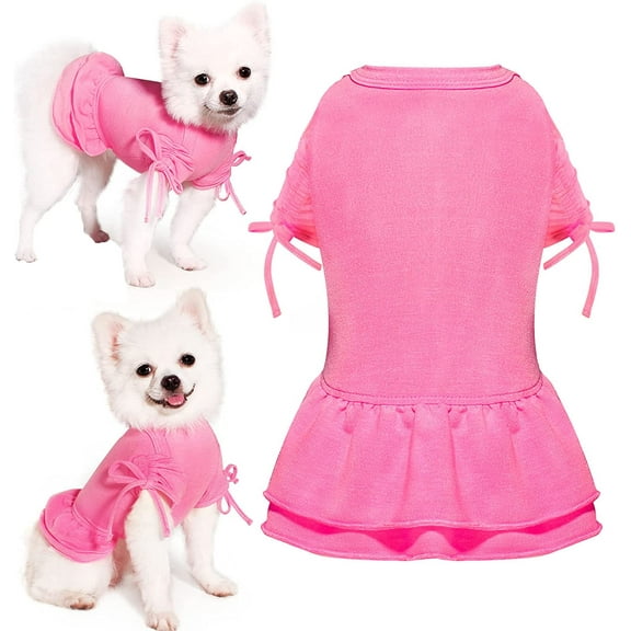 Topkins Valentine's Day Dog Dress, Sundress Costume Puppy Princess Dresses for Small Dogs Girl, Pink