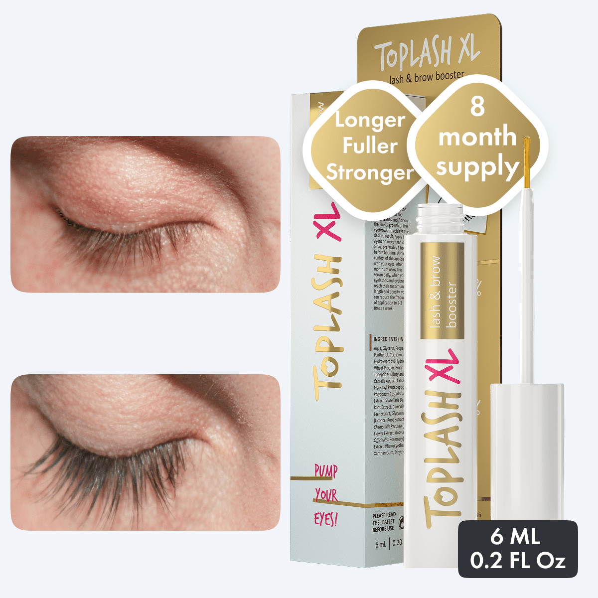 Toplash Eyelash and Eyebrow Serum, Lash and Brow Growth Enhancer