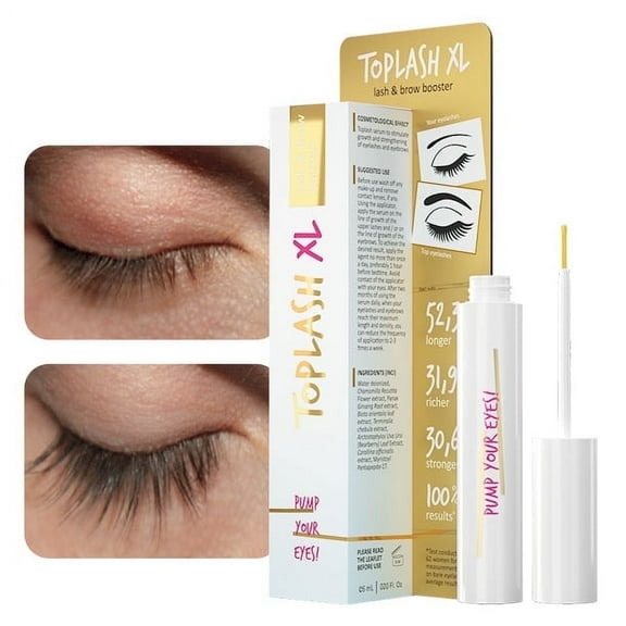 Toplash Eyelash Growth Serum and Eyebrow Enhancer , Boost Longer and Thicker Looking Lashes and Brows XL (6ml)