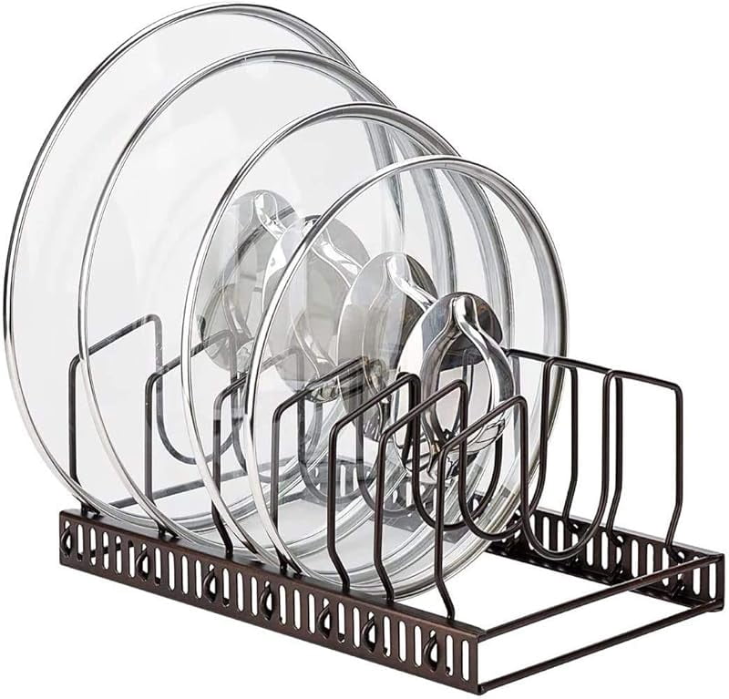 Lids Slide Rack Pot Lids Organizer Rack for Cabinet and Countertop, 7+ Pan Lids and ...