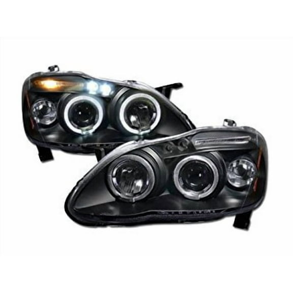 Topline Autopart Black Drl Led Halo Rims Projector Head Lights Lamps Signal 03-08 Toyota Corolla
