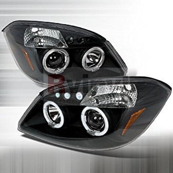 Topline Autopart Black Drl Led Halo Rims Projector Head Lights Lamps Signal 05-10 Chevy Cobalt/G5
