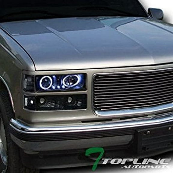 Topline Autopart Black Led Halo Projector Head Lights+Bumper+Corner Yd 1994-1999 C10 C/K Truck/Suv