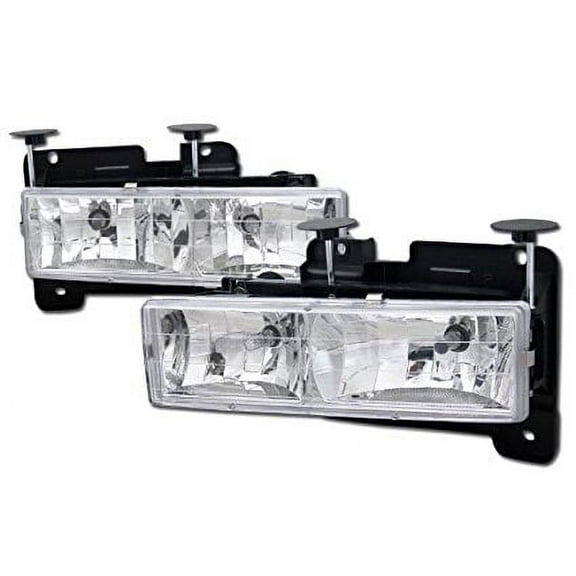 Topline Autopart Chrome Clear Head Lights Lamps Left+Right Dy 88-00 Chevy Gmc C10 C/K Truck Suv