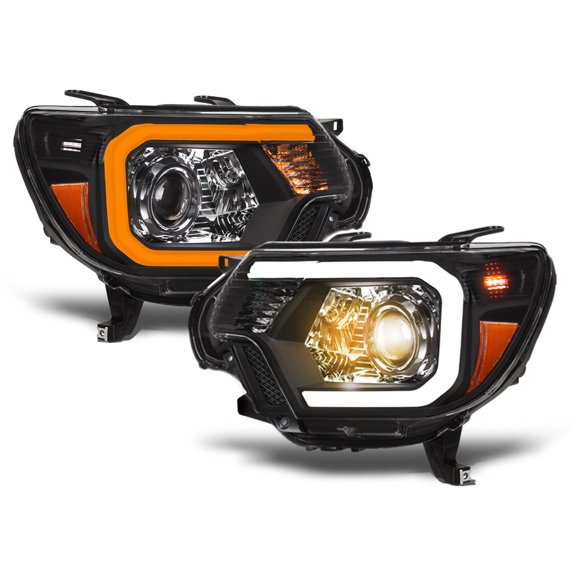 Topline For 12-15 Tacoma Switchback Sequential LED Bar Projector Headlights Blk