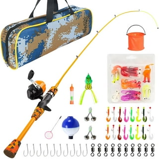 Youth Fishing Pole Kit - Fishing Kids Rod Set,Kids Outdoor Games Telescopic  Fishing Rod And Reel Combo Kit With Fishing Lures Carry-On Bag For Child