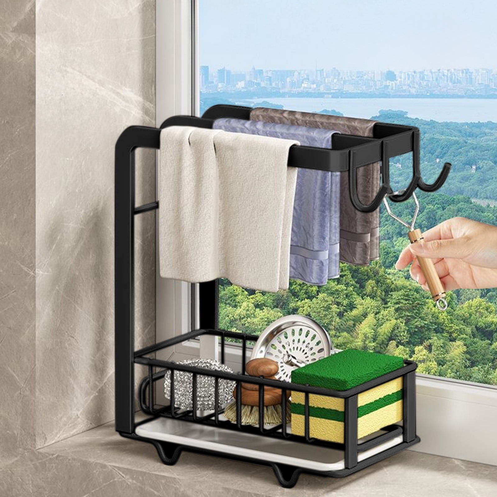 Kitchen Rag Rack Topliu Kitchen Rag Rack Countertop Storage Shelf Sponge Drainer ...