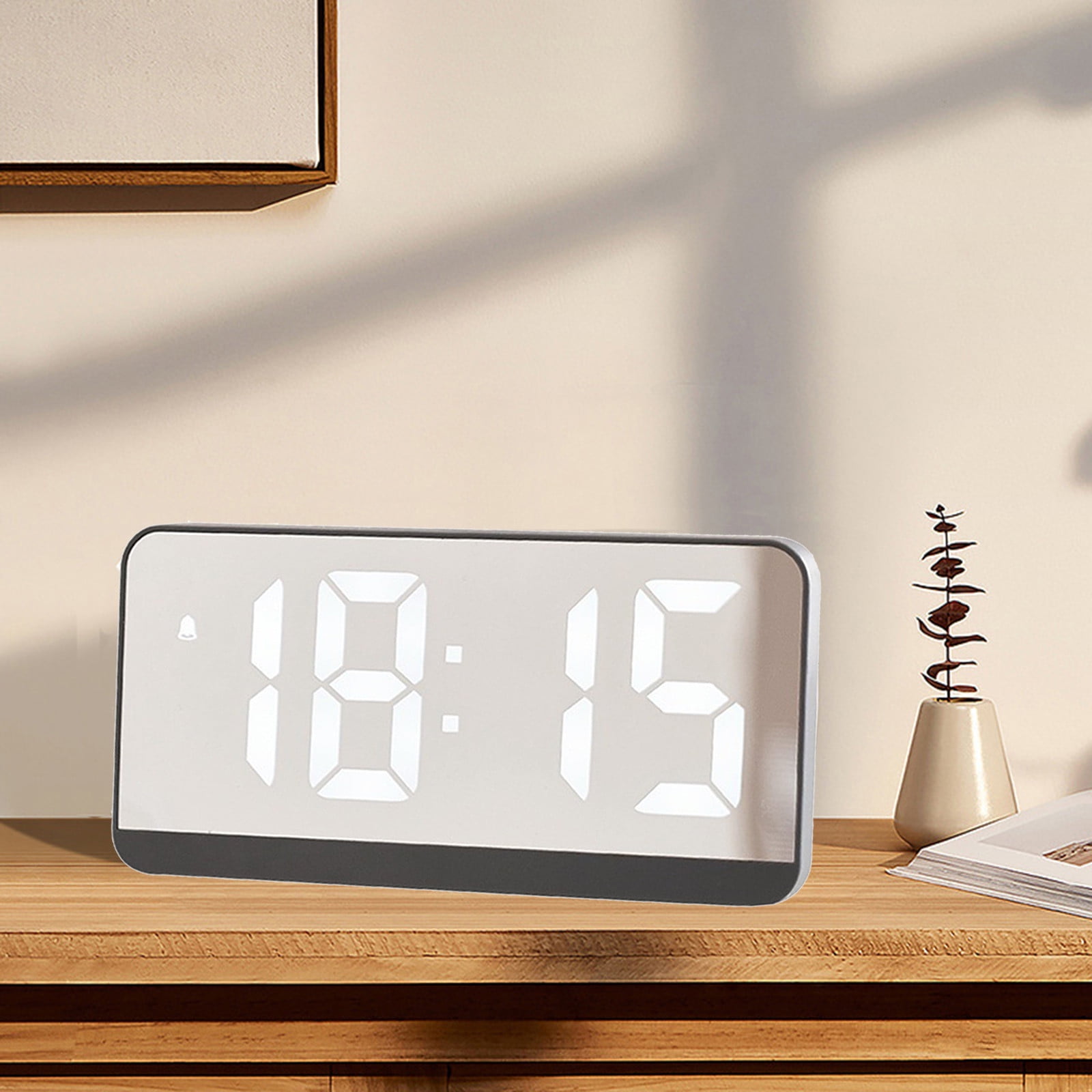 Topliu LED Digital inventive Alarm Clock Alarm Configuration Electronic Mirror Clock,Time/date/temperature Rotation Display and Sound Control Wake,up Function