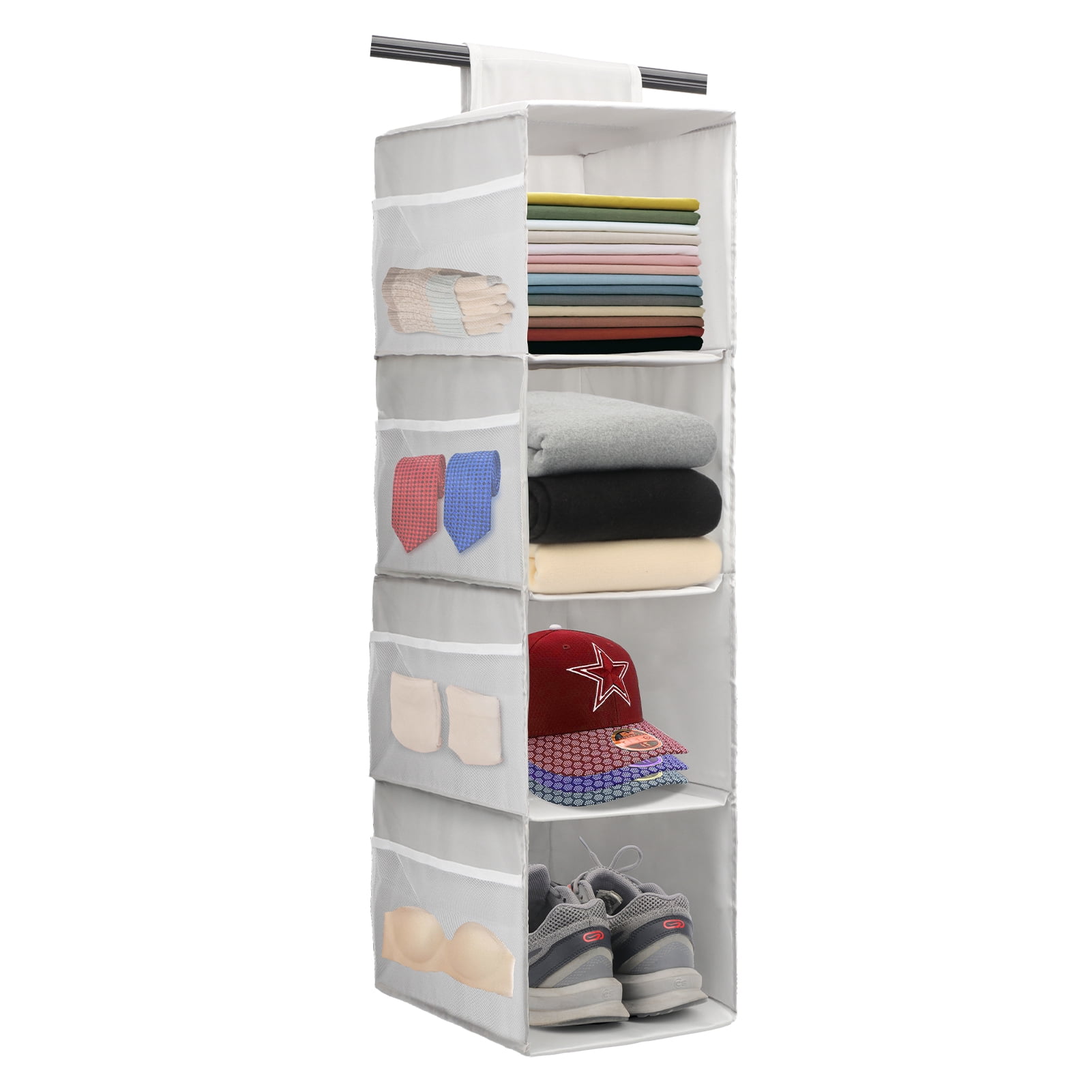Internet's best hanging closet organizer with drawers 6 shelf sale