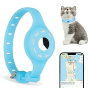 Toplive Airtag Cat Collar, Adjustable Reflective Cat Collar, Pet Collar with Apple Airtag Dog Collar Holder, Soft silicone waterproof Cat Collar, Comfortable for Cats Small Dogs Blue