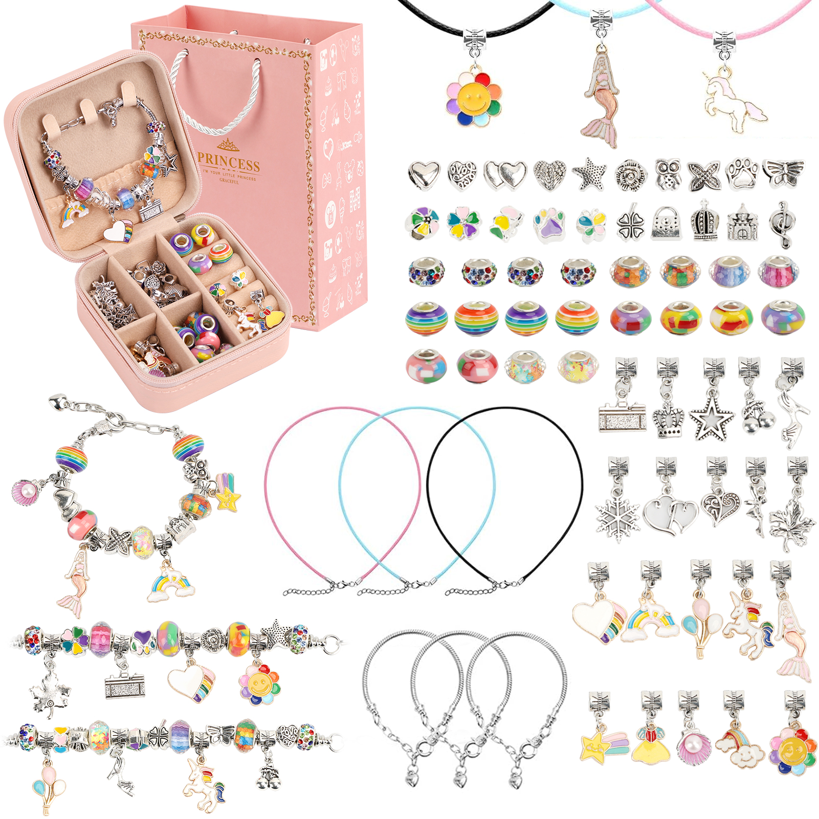 150Pcs Charm Bracelet Making Kit Girls Beads For Jewelry Making