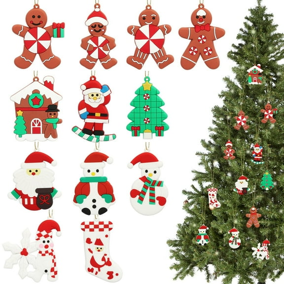 Toplive Christmas Ornaments 12 Pack Christmas Gingerbread Man for Christmas Tree Decorations, Home Decorations, Parties, Holidays