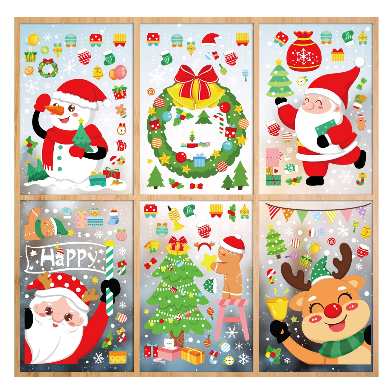 Toplive Christmas Window Clings 6 Sheet 85 Pcs Christmas Window ...