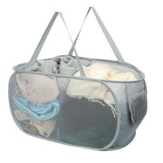 Toplive Collapsible Multi-Purpose Laundry Hamper with 2 Compartments and Handles, Grey