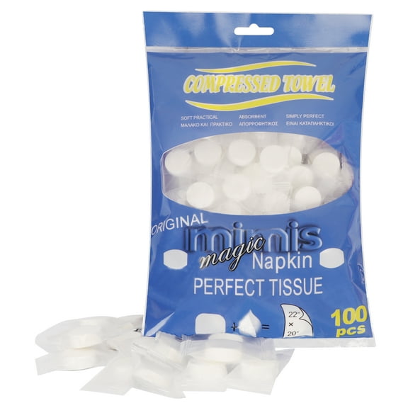 Toplive Compressed Towels 100 PCS Disposable Portable Face Towel Mini Tablets for Travel, Hiking, Camping, Sport, Beauty Salon and Outdoor Activities-Blue
