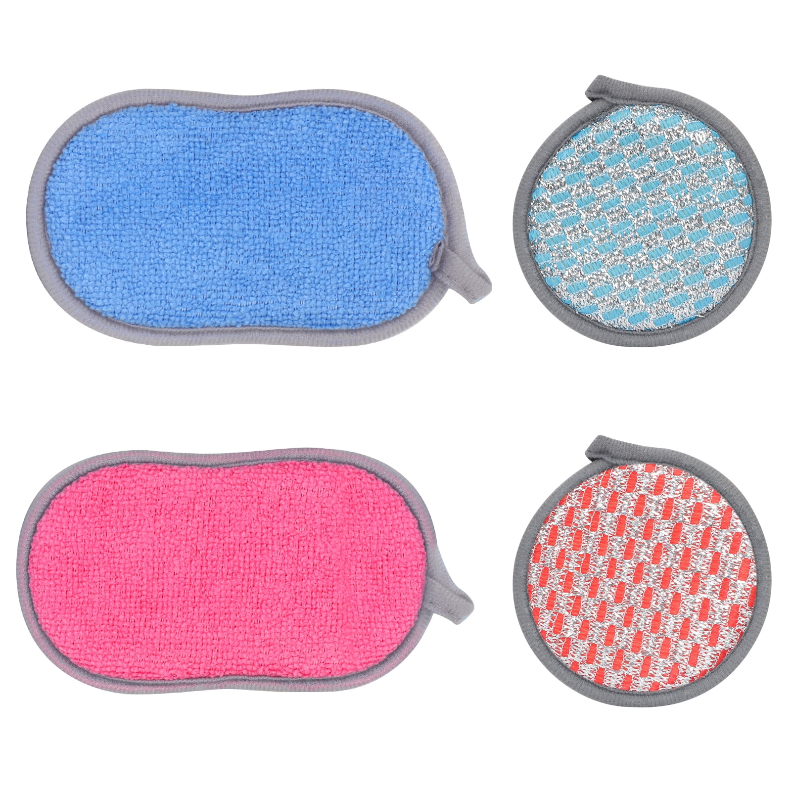 Toplive Durable Scrub Scouring Sponge , [4 Pack] Microfiber Sponge