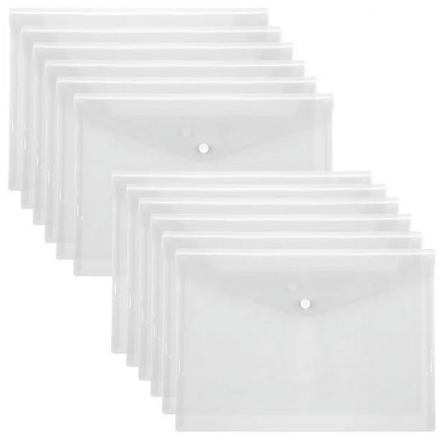 Toplive File Folders,12 Packs Plastic Envelopes Clear A4 Letter Size ...