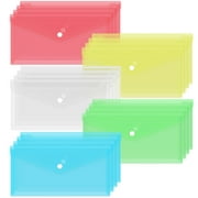 Toplive Plastic Envelopes 20 Pack Clear Poly Envelopes File Folders, 9.96 x 5.12 inch Bill Bags for Office, School-5 Colors