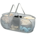 thumbnail image 1 of Toplive Pop Up Laundry Hamper Mesh Laundry Basket, Collapsible Popup Hamper Dirty Clothes Basket with 3 Compartments, Side Pocket, Carry Handles for Home, Dorm, Bathroom, Bedroom, Travel-Grey, 1 of 7