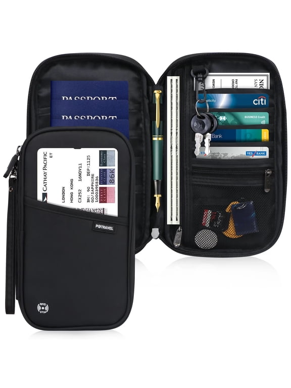 Travel Passport Wallet Organizer,Premium RFID Blocking Family Travel Document Organizer Case Family Passport Holder