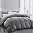thumbnail image 1 of Topllen All Season Down Comforter Lightweight Duvet Insert, 100% Cotton Cover, Grey, King Size, 1 of 7