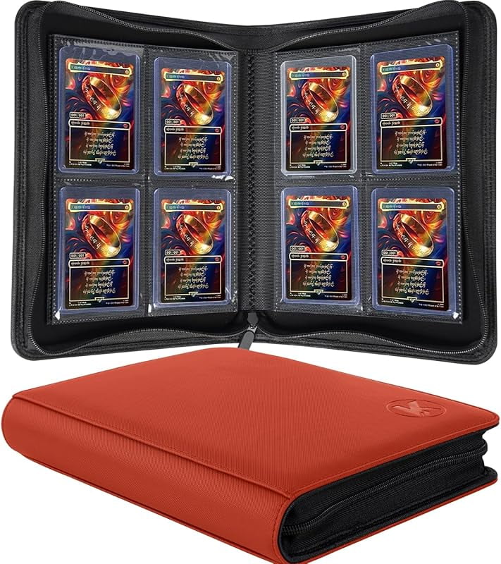 324 Card Capacity Binder MORABTO  Holds 324 Hard Plastic Top Loaders For  3x4 Inch Cards, 9-Pocket Pages, Zippered (Black) Toploader Binder