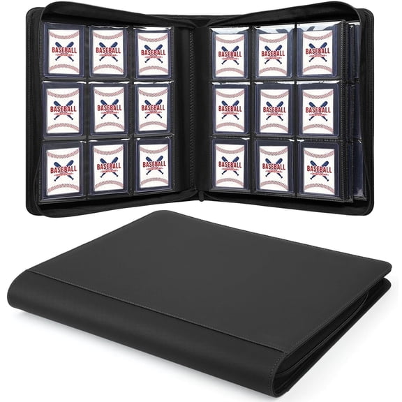 Toploader Binder, Holds 360 Toploaders, 9 Pocket Top Loader Binders with Sleeves for 3" x 4" Toploader Hard Cases, 20 Double Sided Pages, Compatible with Sports Card, Black