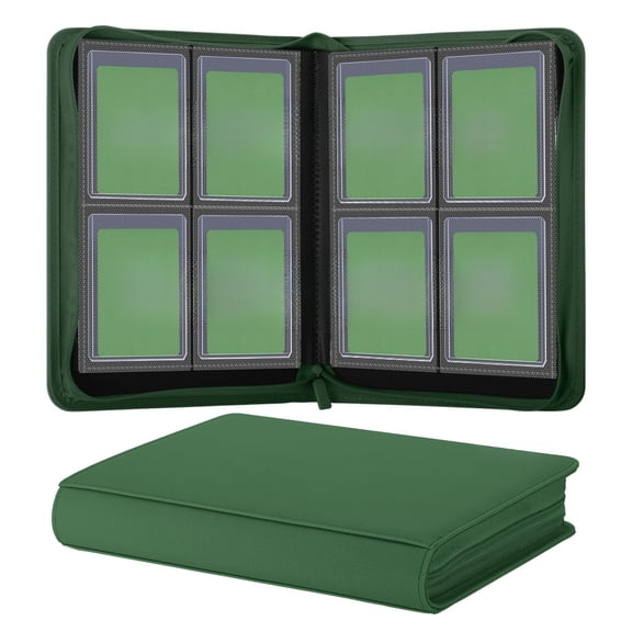 Toploader Binder,Trading Card Binder Storage Hold up 288 Cards 9-Pocket Top Loader Binder with Sleeves for 3"x4" Rigid Toploaders Hard Cases (9Deep Green)