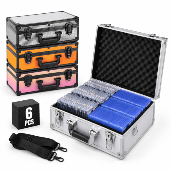 Toploader Storbox For 3x4 35pt Rigid Cards & Top Loader - Aluminum Alloy Trading Card Sports Case With Lock (holds 600+ Toploader