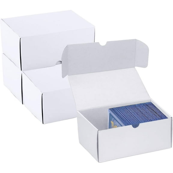 Toploader Trading Card Storage Box, 100 Count White Corrugated Cardboard Bulk Sports Top Loaders Storage Box for TCG/Magic/Mtg Basketball Cards, Collectible Trading Card Organizer(4 Pack)