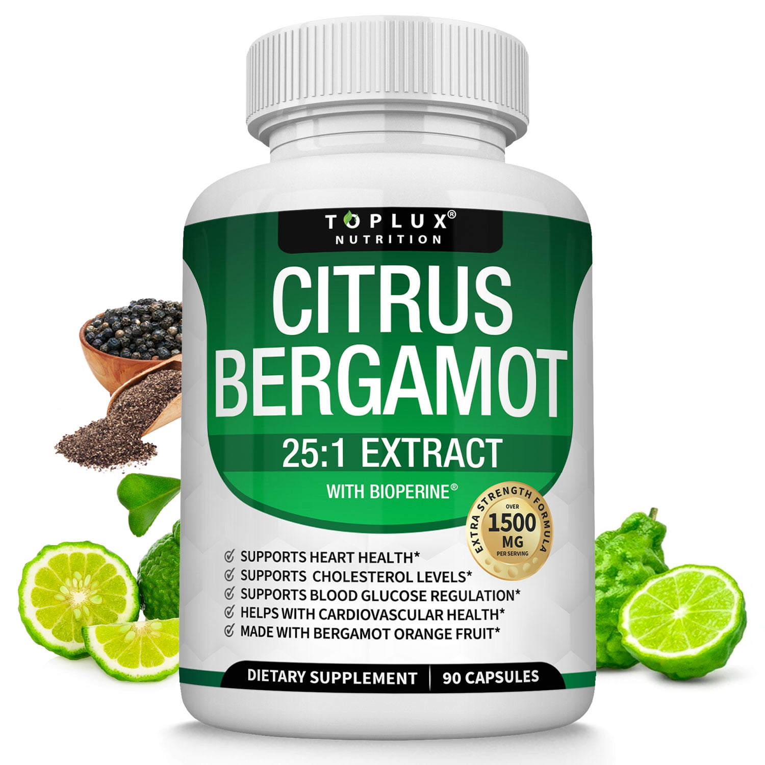 Toplux Citrus Bergamot 251 Extract with Bioperine 1500mg Bergamot