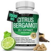 Toplux Citrus Bergamot 251 Extract with Bioperine 1500mg Bergamot Extract Cardiovascular & Cholesterol Support 90 Capsules
