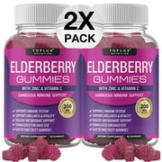 Toplux Elderberry Gummies with Vitamin C & Zinc Immune Support Gummy Vitamins Berry Flavor Sambucus Antioxidant 2x Pack