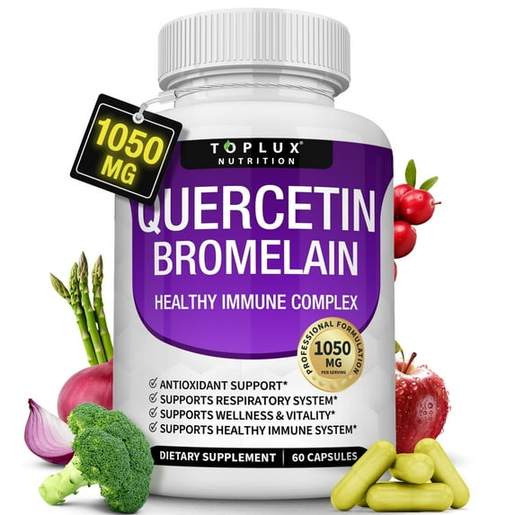 Toplux Quercetin Bromelain 1050mg Advanced Immune Support Antioxidant and Allergy Support 60 Capsules