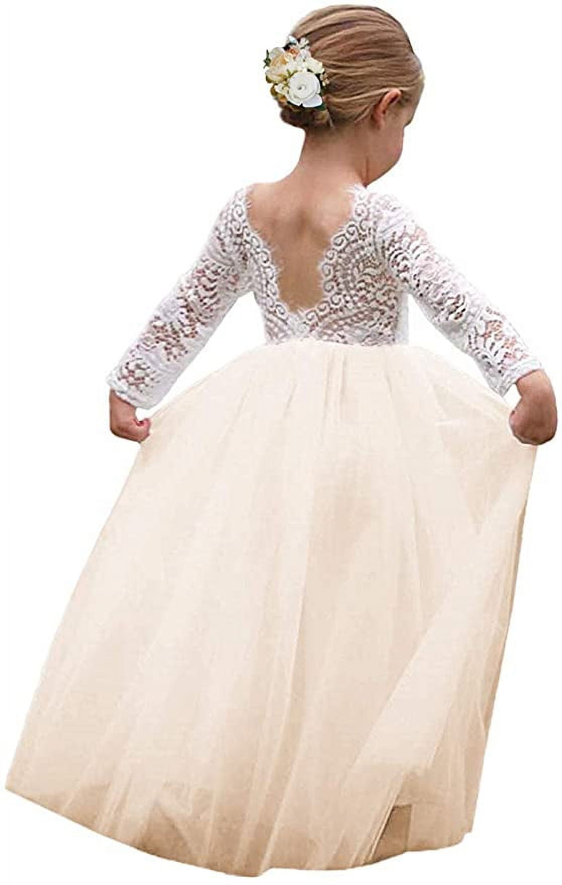 Topmaker Backless Flower Girl Dress - Lace Bodice With Tiered Tulle Skirt (Mint, 9-10 Years)