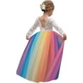 thumbnail image 1 of Topmaker Girl Toddler Full-Length Straight Tulle Tutu Lace Back Party Flower Girl Dress, Colorful, 7-8 Years, 1 of 2